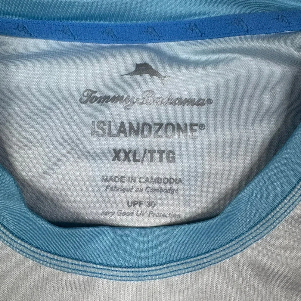 Tommy Bahama IslandZone Rash Guard‎ Mens XXL Blue Marlin Dolphin UPF 30 Shirt